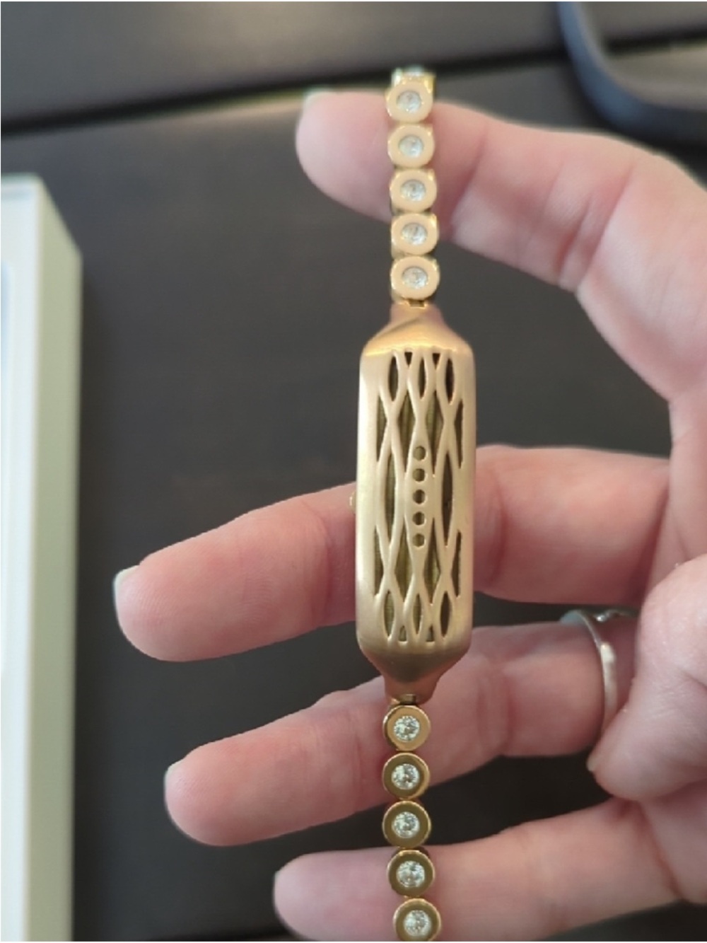 Gold-Tone Women's Bracelet with Clear Crystal Accents